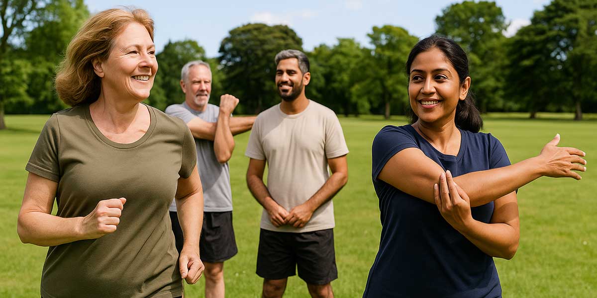 People enjoying a healthy lifestyle outdoors